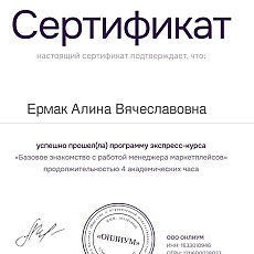 Базовое знакомство с работой менеджера маркетплейсов