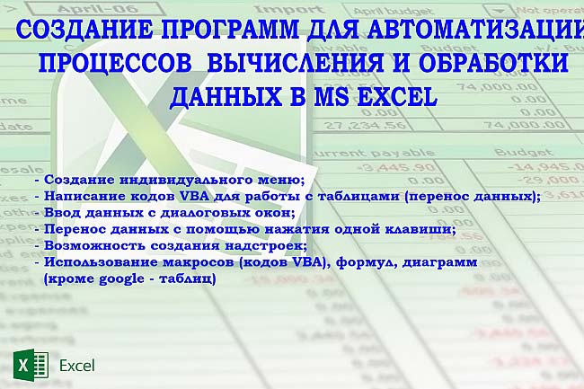 Разработка программ для обработки таблиц, данных в таблицах в MS Excel 1