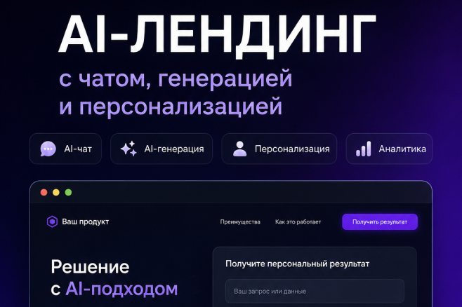 Сделаю лендинг с AI-функциями чат, генерация, персонализация