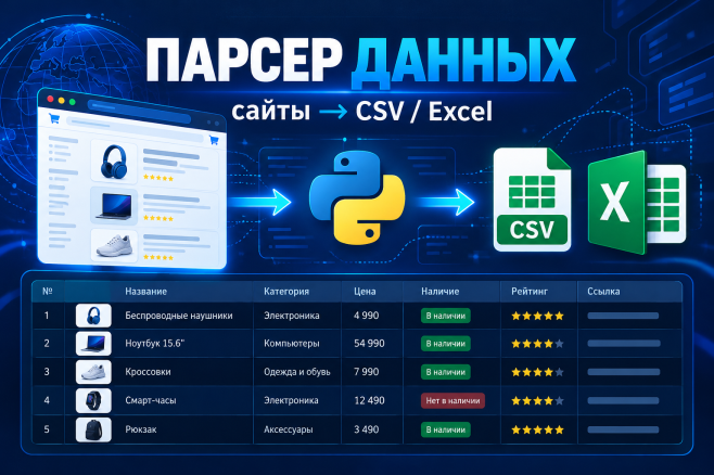 Разработаю Python-парсер для сбора открытых данных