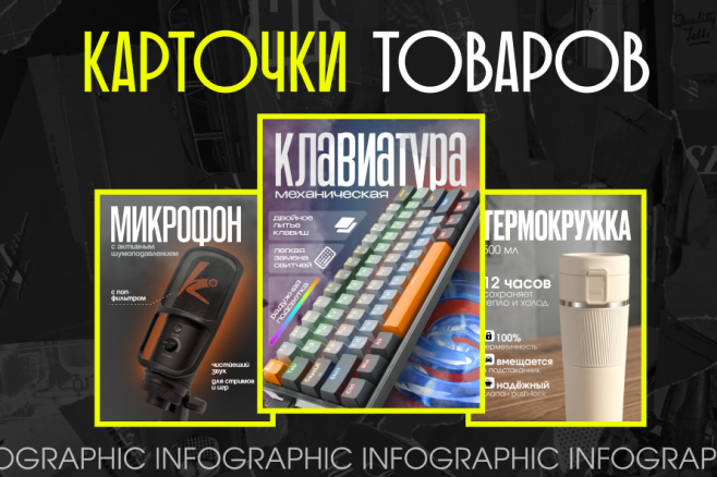 Дизайн карточек товаров и инфографики для маркетплейсов