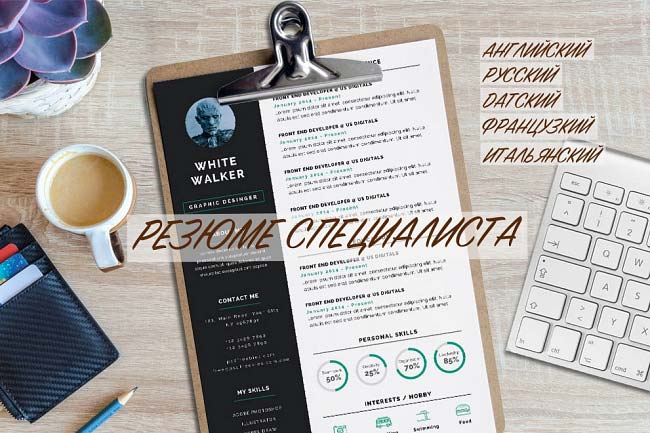 Профессиональное резюме на русском и английском + 2 дизайна