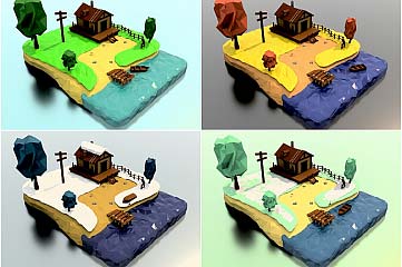 Создам сцены в Low-poly  стиле